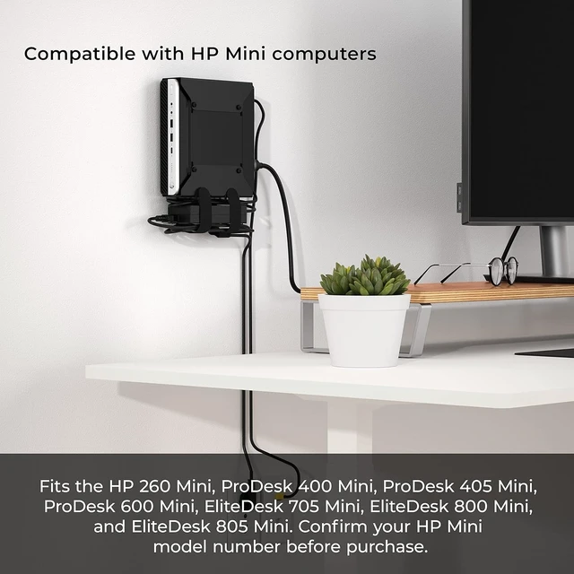 Alt view image 12 of 14 - HumanCentric VESA Mount Compatible with HP Desktop Mini, HP ProDesk Mini, HP EliteDesk Mini, Replaces Dual VESA Sleeve for Mini Desktops v3, Mount on an Arm, Under Desk or Wall, 75x75mm, 100x100mm