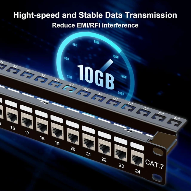 Alt view image 10 of 12 - iwillink 10Gbps Cat7 Patch Panel 24 Port, RJ45 Through Coupler 1U Shielded Patch Panel STP 19-Inch with Back Bar, Wallmount or Rackmount, Compatible with Cat7, Cat6A, Cat6, Cat5e, Cabling