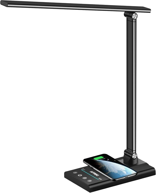 Alt view image 8 of 14 - AFROG 5th Gen Multifunctional LED Desk Lamp with 10W Fast Wireless Charger, USB Charging Port,1800Lux Super Bright,5 Lighting Mode,7 Brightness, Touch Control, Auto Timer, 15W Office Table Lamp