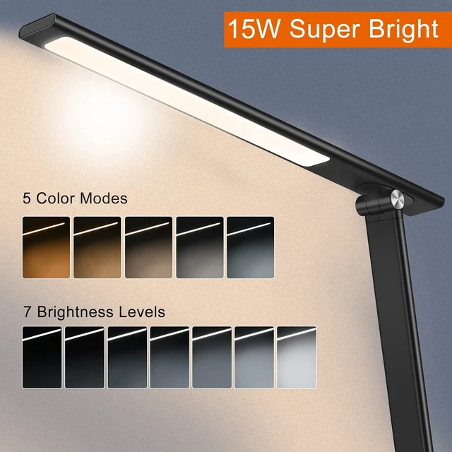 Alt view image 10 of 14 - AFROG 5th Gen Multifunctional LED Desk Lamp with 10W Fast Wireless Charger, USB Charging Port,1800Lux Super Bright,5 Lighting Mode,7 Brightness, Touch Control, Auto Timer, 15W Office Table Lamp