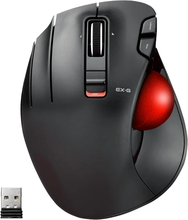 Alt view image 8 of 14 - ELECOM EX-G Left Handed Trackball Mouse, 2.4 GHz USB Wireless, Ergonomic, Thumb Control, Tracking Roller Ball, 6 Programmable Buttons, Tilt Scroll