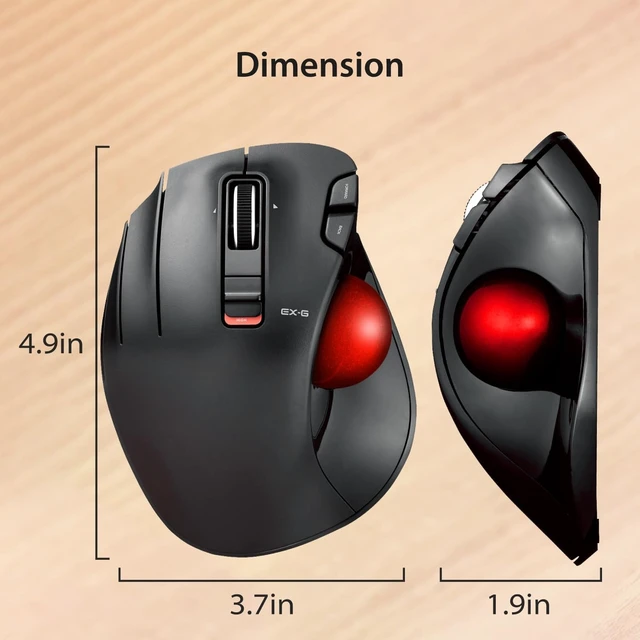 Alt view image 10 of 14 - ELECOM EX-G Left Handed Trackball Mouse, 2.4 GHz USB Wireless, Ergonomic, Thumb Control, Tracking Roller Ball, 6 Programmable Buttons, Tilt Scroll