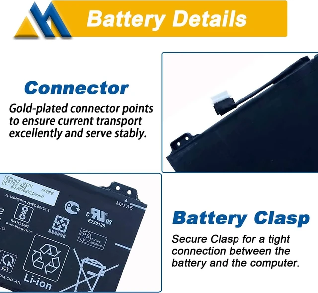 Alt view image 11 of 14 - GH02XL HP Laptop Battery Replacement for HP Chromebook 11A G8 11 G8 14 G6 Chromebook X360 11 G3 NA0010nr NA0010DS NA0010CASeries GHO2XL L75783-005 HSTNN-DB9M L75253-271 L75253-2C1 7.7V 47.3Wh 6000mAh