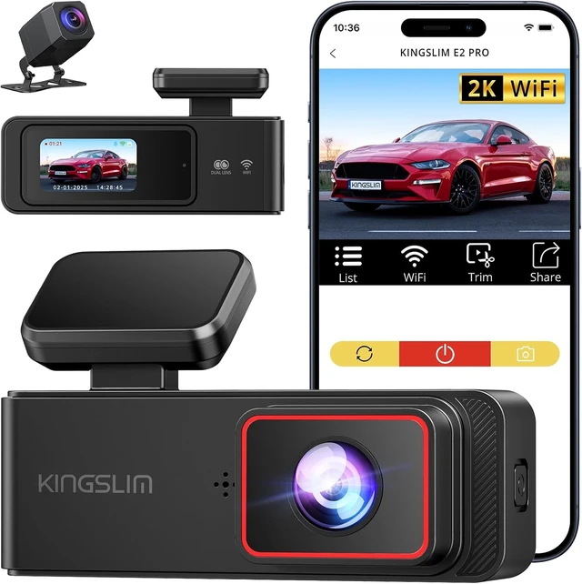 Alt view image 8 of 14 - Wireless Dash Cam Front and Rear 2K, WiFi APP Dash Camera for Cars with 1.5'' Screen, Mini Dashcam Front and Back Support G-Sensor/Time Lapse 2 Kinds Parking Monitor
