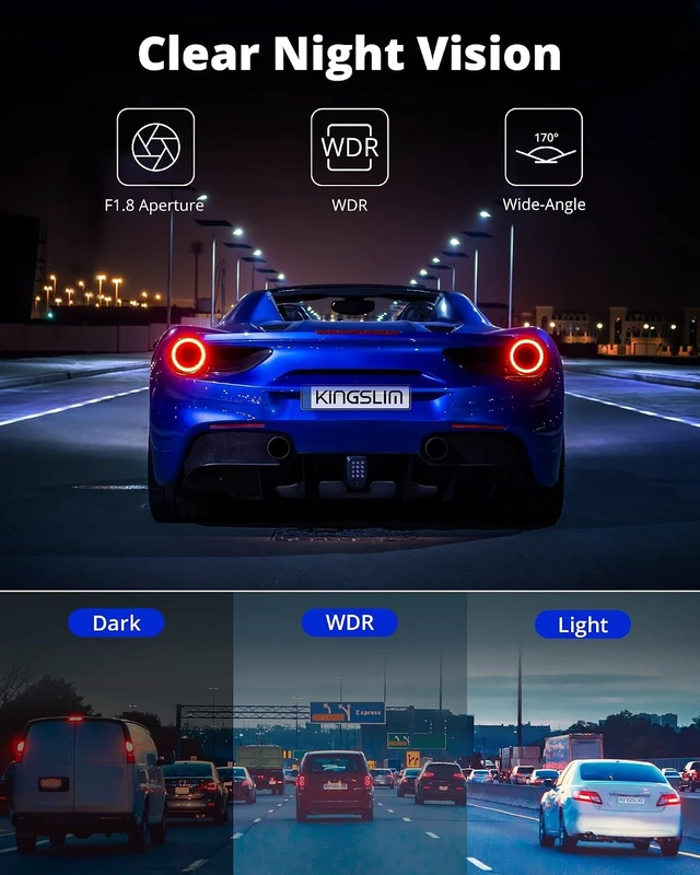 Alt view image 14 of 14 - Wireless Dash Cam Front and Rear 2K, WiFi APP Dash Camera for Cars with 1.5'' Screen, Mini Dashcam Front and Back Support G-Sensor/Time Lapse 2 Kinds Parking Monitor