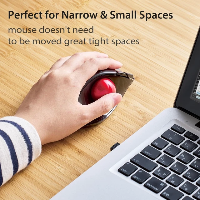 Alt view image 14 of 14 - ELECOM EX-G Left Handed Trackball Mouse, 2.4 GHz USB Wireless, Ergonomic, Thumb Control, Tracking Roller Ball, 6 Programmable Buttons, Tilt Scroll