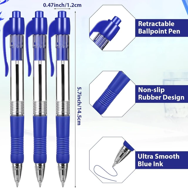 Alt view image 9 of 14 - Fainne 200 Pack Retractable Ballpoint Pen 1.0 mm Medium Point Refillable Smooth Click Writing Pens With Grip for Work Journal Writing Office School Supplies(Blue Ink)