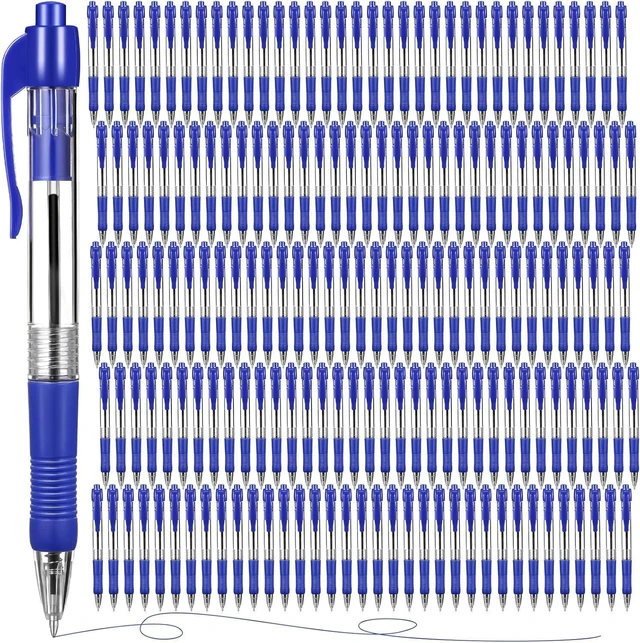 Alt view image 8 of 14 - Fainne 200 Pack Retractable Ballpoint Pen 1.0 mm Medium Point Refillable Smooth Click Writing Pens With Grip for Work Journal Writing Office School Supplies(Blue Ink)