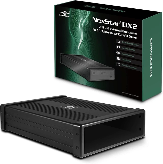 Alt view image 8 of 14 - Vantec NexStar DX2 USB 3.0 External Enclosure Design for 5.25" Blu-Ray/CD/DVD SATA Drive, Second Generation of DX, No Drivers Needed, Aluminum Alloy (NST-540S3-BK)