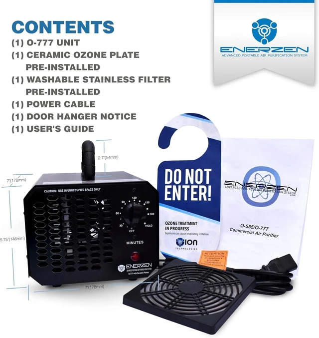 Alt view image 9 of 14 - Enerzen Ozone Generator 60,000mg Industrial O3 Air Purifier Deodorizer (60,000mg - Black)