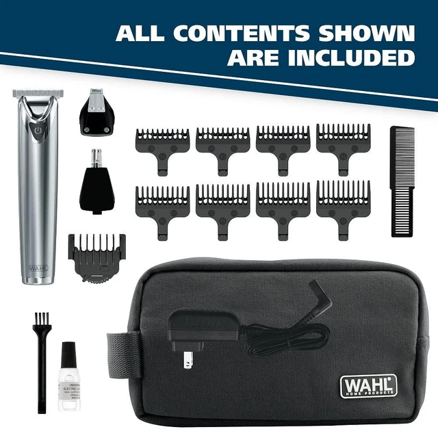 Alt view image 9 of 14 - Wahl USA Stainless Steel Lithium-Ion Cordless Beard Trimmer for Men - Rechargeable All in One Men's Beard Trimmer with Rotary Ear & Nose Trimmer, & Detail Trimmer - Model 9818A
