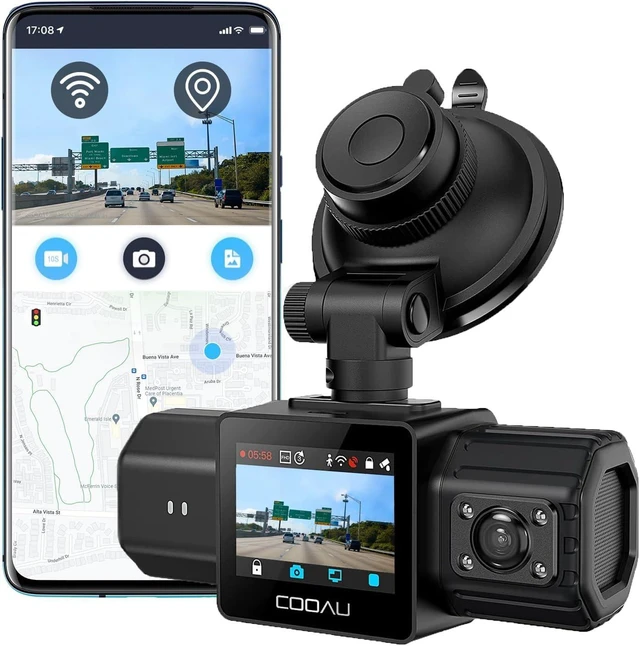 Alt view image 8 of 14 - COOAU Dual Dash Cam 2.5K+1080P, Dash Cam Front and Inside, Built-in GPS and WI-FI, Dash Camera for Cars, Perfect for Uber and Taxi Drivers, Night Vision, Accident Record, 24Hr Parking Mode