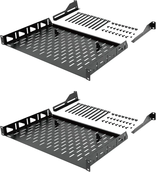 Alt view image 8 of 14 - Tecmojo 1U Rack Shelf,19 inch Rack Shelf 12 inch Depth,Rack Mount Shelf with Anti-Slip Stops,Server Rack Shelf and Network Shelf for 19 in Equipments, 110lbs Capacity of Vented 1U Shelf,No Lip(2 Pack)