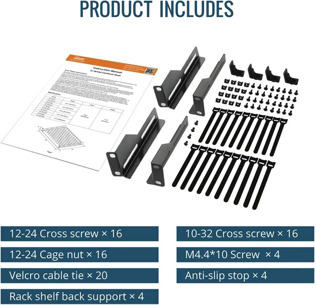 Alt view image 14 of 14 - Tecmojo 1U Rack Shelf,19 inch Rack Shelf 12 inch Depth,Rack Mount Shelf with Anti-Slip Stops,Server Rack Shelf and Network Shelf for 19 in Equipments, 110lbs Capacity of Vented 1U Shelf,No Lip(2 Pack)