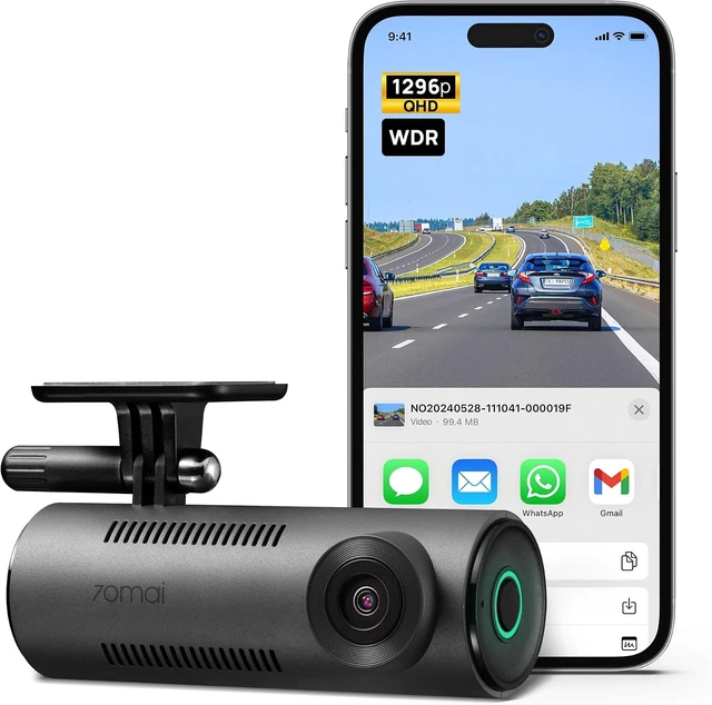 Alt view image 8 of 14 - 70mai Dash Cam M310, Dash Camera for Cars 1296P QHD, Smart Dash Cam Front Built in WiFi, 130° Wide-Angle FOV, WDR, Night Vision, iOS/Android Mobile App, Loop Recording, Parking Monitor, Time-Lapse