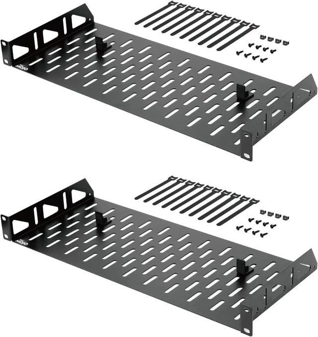 Alt view image 7 of 12 - Tecmojo 1U Rack Shelf,19 inch Rack Shelf 8 inch Depth,Rack Mount Shelf with Anti-Slip Stops,Server Rack Shelf and Network Shelf for 19 in Equipments, 55lbs Capacity of Vented 1U Shelf,No Lip(2 Pack)