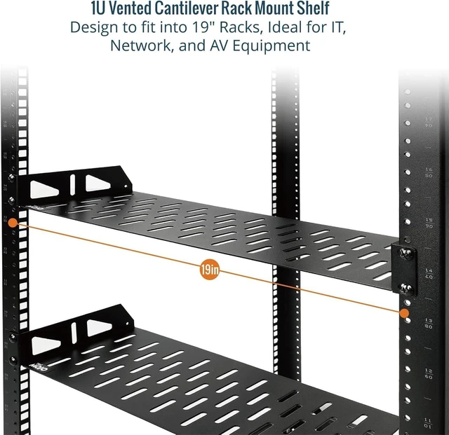 Alt view image 10 of 12 - Tecmojo 1U Rack Shelf,19 inch Rack Shelf 8 inch Depth,Rack Mount Shelf with Anti-Slip Stops,Server Rack Shelf and Network Shelf for 19 in Equipments, 55lbs Capacity of Vented 1U Shelf,No Lip(2 Pack)