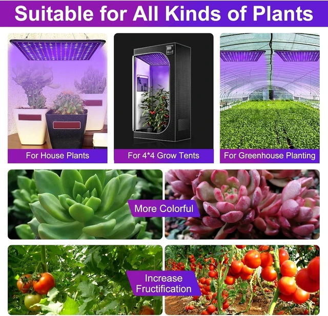 Alt view image 10 of 14 - 600W Full Spectrum LED Grow Light for Indoor Plants-UV Grow Lamp, Seed Starting Seedlings Vegetable Pepper Hanging Growing Lamps