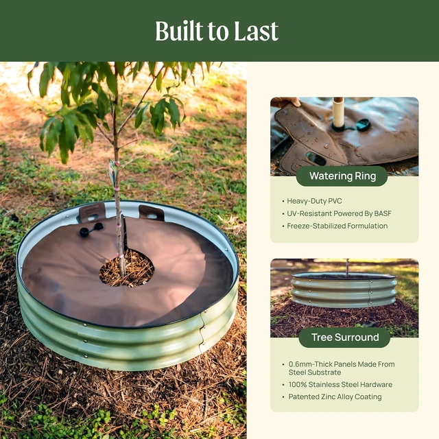 Alt view image 9 of 14 - Vego garden Raised Garden Bed 8 Tall Tree Surround with Watering Ring, Pearl White