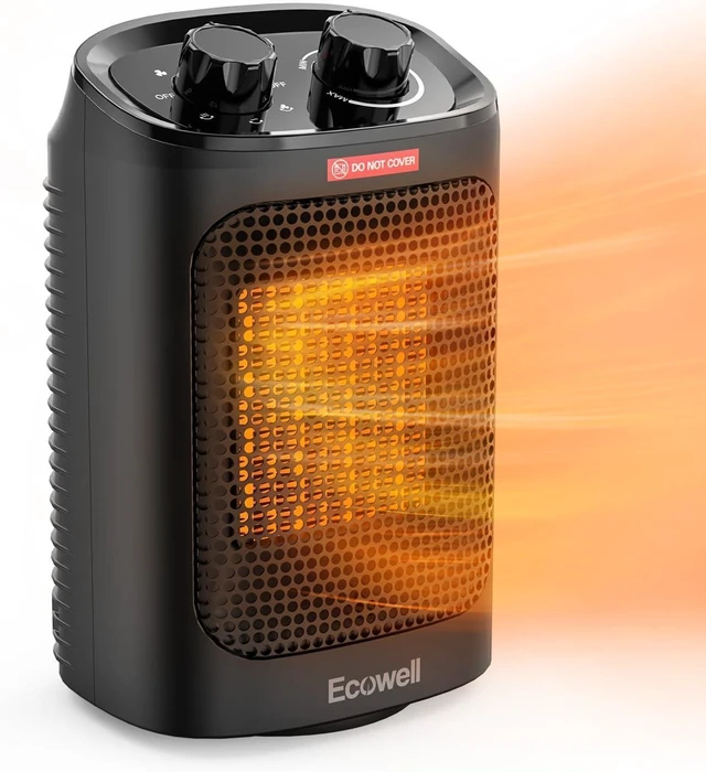 Alt view image 8 of 14 - ECOWELL 1500W Portable Space Heater for Indoor Use, 60°Oscillating,Small Electric Heater Fan with Adjustable Thermostat for Bedroom Office Desk