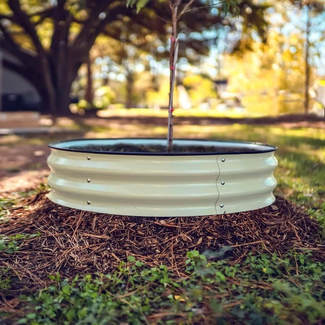Alt view image 14 of 14 - Vego garden Raised Garden Bed 8 Tall Tree Surround with Watering Ring, Pearl White