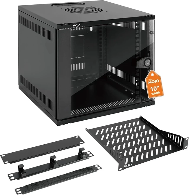 Alt view image 7 of 12 - Tecmojo 6U 10 inch Rack, Wall Mount Network Cabinet Set,12.3W x 13D x 11.8H- Load Capacity 110Lbs(50 kg),Black 10" Wall Housing Server Rack Set