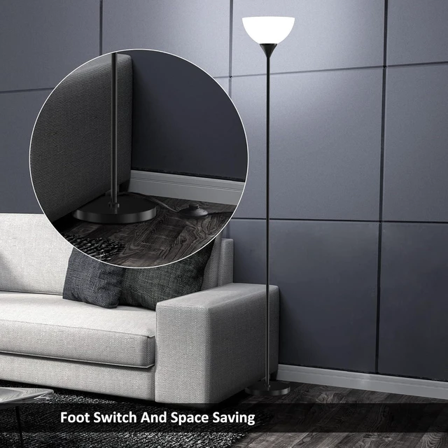 Alt view image 13 of 14 - PESRAE Floor Lamp, Remote Control with Stpeless Color Temperatures and Brightness, Torchiere lamp for Bedroom, Living Room, Bulb Included (Matte Black)