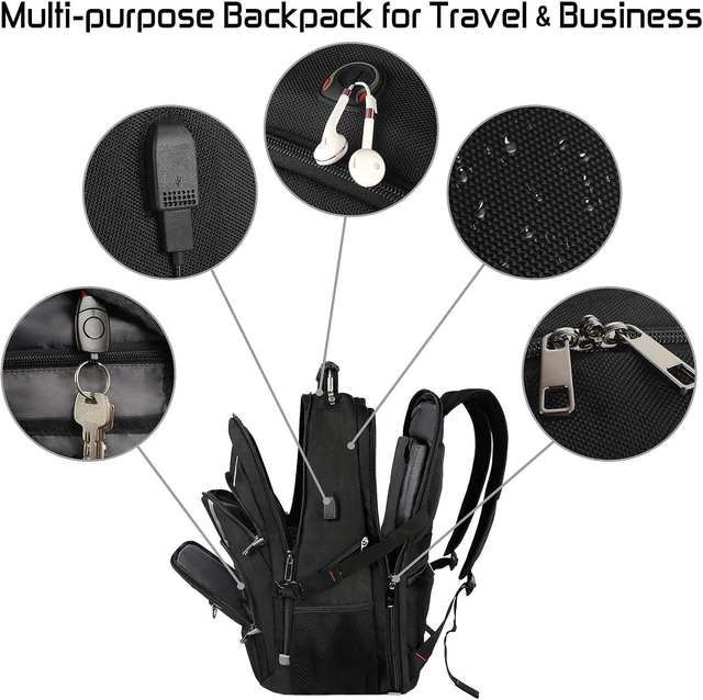 Alt view image 20 of 20 - 18.4 Laptop Backpack for Men, 55L-60L Extra Large Gaming Laptops Backpack with USB Charger Port, TSA Friendly Flight Approved RFID Anti-theft Pocket, Water Resistant Suiltable for Travel Business Work