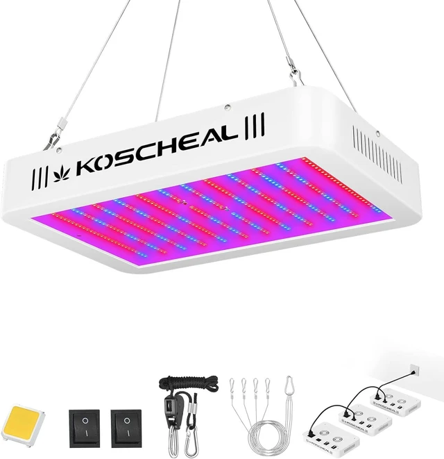 Alt view image 7 of 12 - KOSCHEAL LED Grow Light Full Spectrum 1200W, Plant Grow Light with Veg & Bloom Switch for Hydroponic Indoor Plants LED Grow Lamp with Daisy Chain, Output 130W±5W