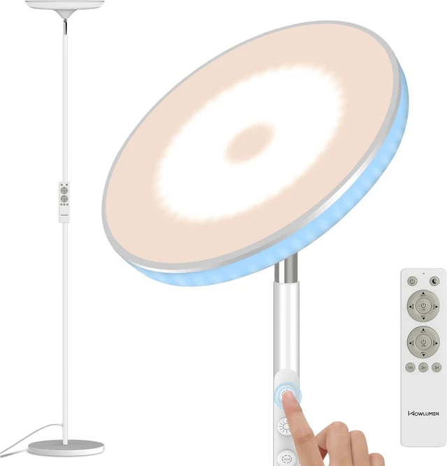 Alt view image 7 of 12 - Bright Floor Lamp,42W 3700LM LED Torchiere Floor Lamps for Living Room, 71in. Modern Tall Standing Light with Remote,Color & Brightness Dimmable Sky Light,1/2/3H Timer for Bedroom,Office(White)