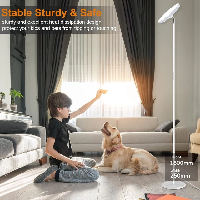 Alt view image 12 of 12 - Bright Floor Lamp,42W 3700LM LED Torchiere Floor Lamps for Living Room, 71in. Modern Tall Standing Light with Remote,Color & Brightness Dimmable Sky Light,1/2/3H Timer for Bedroom,Office(White)