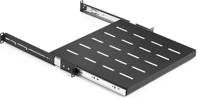 Alt view image 4 of 6 - 1U Sliding Rack Shelf 19" Server Rack Mount Cabinet 14"-22" Adjustable Depth 4 Post