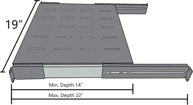 Alt view image 6 of 6 - 1U Sliding Rack Shelf 19" Server Rack Mount Cabinet 14"-22" Adjustable Depth 4 Post