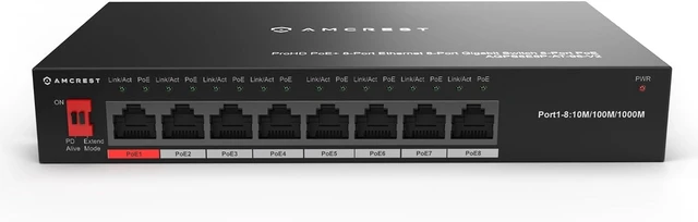 Alt view image 6 of 10 - Amcrest 8-Port POE+ Power Over Ethernet POE Switch with Metal Housing, 8-Ports POE+ 802.3af/at 96w (AGPS8E8P-AT-96-V2)