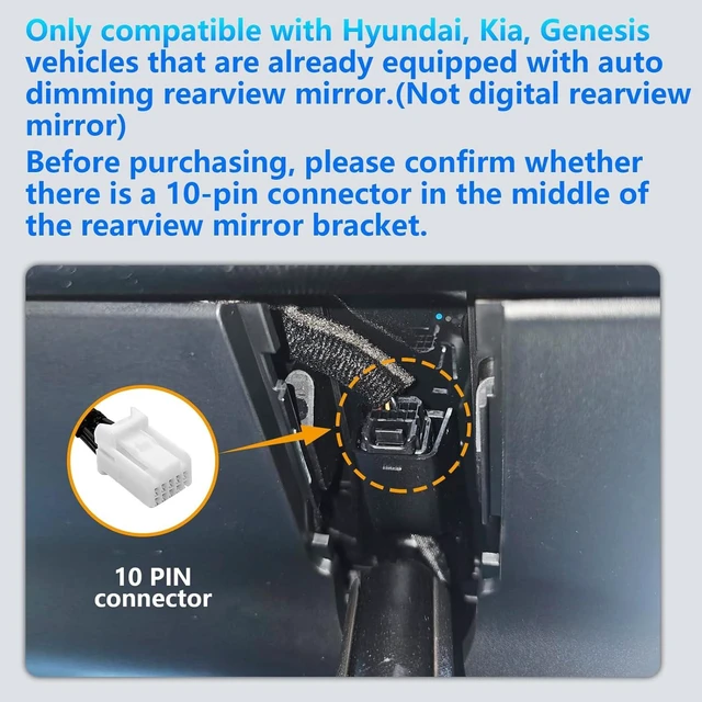Alt view image 11 of 14 - Dash cam Power Adapter 10 Pin (Model A) Custom for Hyundai Kia Telluride Sorento Soul Rio Carnival Sedona EV6 and More,GPS Radar Mirror Camera Dash Cam Adapter, Connects to Rearview Mirror (Hidden)