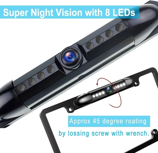 Alt view image 10 of 14 - License Plate Backup Camera HD Night Vision Rear View Camera with 8 LEDs 170° Viewing Angle Waterproof Backup Rear Camera for Cars