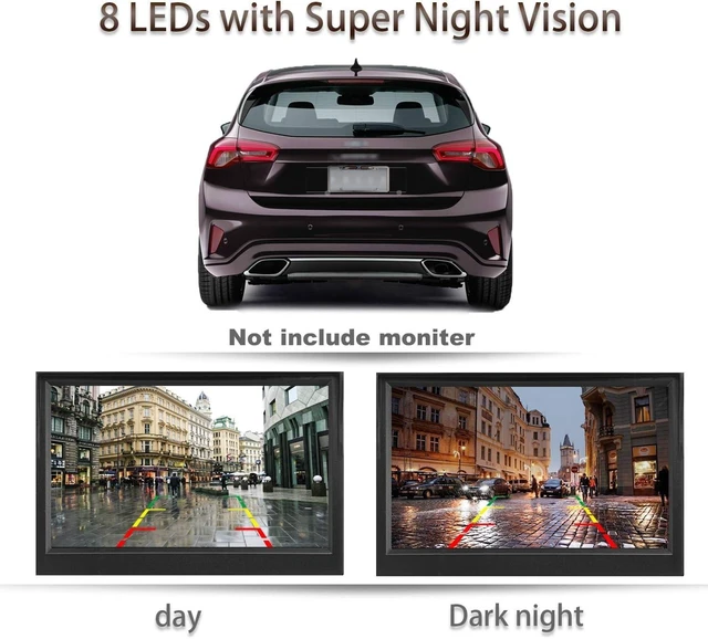 Alt view image 12 of 14 - License Plate Backup Camera HD Night Vision Rear View Camera with 8 LEDs 170° Viewing Angle Waterproof Backup Rear Camera for Cars