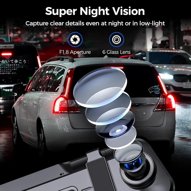 Alt view image 12 of 14 - Mirror Dash Cam,Rear View Mirror Camera,10'' Smart Touch Screen,Dash Camera for Cars,G-Sensor,Loop Recording,Car Camera with Free 32GB Card