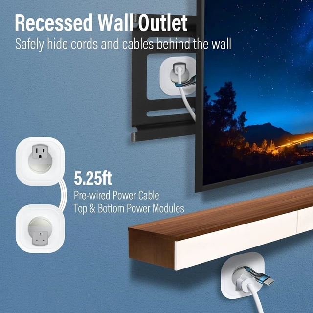Alt view image 11 of 14 - in-Wall Cable Management Kit, TV Cord Hider for Wall Mounted TV, Hide TV Cords for Wall Mount TV, TV Outlet Wall Kit Includes Power & Low Voltage Cable Management with Hole Saw Drill Attachment