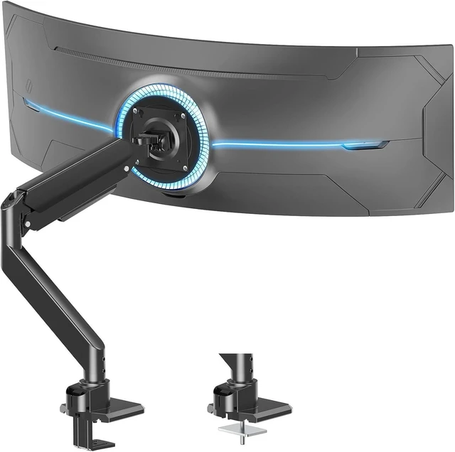 Alt view image 8 of 14 - MOUNT PRO Heavy Duty Monitor Arm for 49 inch Ultrawide Screen up to 44 lbs, Single Desk Computer Mount Curved Monitor Stand for Samsung Odyssey G9, Adjustable Gas Spring VESA Mount 75x75 100x100