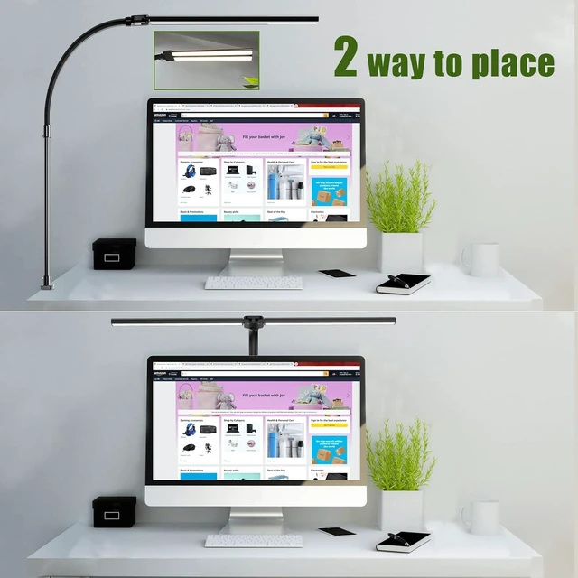 Alt view image 9 of 14 - Double Head LED Desk Lamp, Architect Desk Lamps for Home Office, 24W Brightest Workbench Office Lighting-5 Color Modes and 5 Dimmable Eye Protection Modern Desk Lamp for Monitor Reading