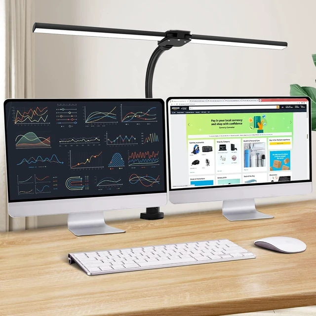 Alt view image 8 of 14 - Double Head LED Desk Lamp, Architect Desk Lamps for Home Office, 24W Brightest Workbench Office Lighting-5 Color Modes and 5 Dimmable Eye Protection Modern Desk Lamp for Monitor Reading
