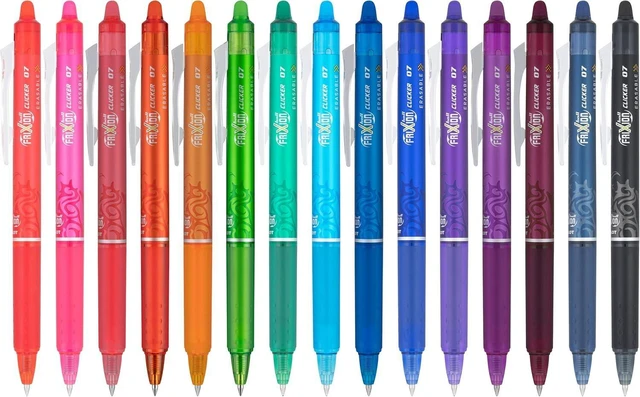 Alt view image 9 of 14 - PILOT Pen 14447 FriXion Clicker Erasable, Refillable & Retractable Gel Ink Pens, Fine Point, Assorted Color Inks, 15-Pack Pouch