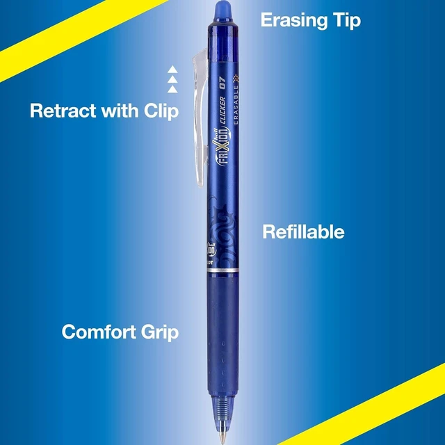 Alt view image 10 of 14 - PILOT Pen 14447 FriXion Clicker Erasable, Refillable & Retractable Gel Ink Pens, Fine Point, Assorted Color Inks, 15-Pack Pouch