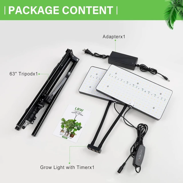 Alt view image 14 of 14 - LBW Latest Grow Light for Indoor Plants, 428 LED Dual-Head Full Spectrum Standing Plant Light, Floor Grow Lamp with 3/6/12H Timer, 6 Brightness Levels, 3 Switch Modes, 75" Adjustable Tripod Stand
