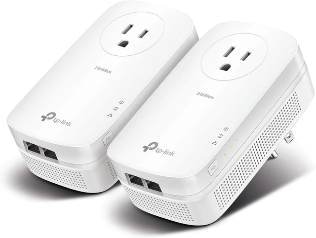 Alt view image 5 of 8 - TP-Link AV2000 Powerline Adapter - 2 Gigabit Ports, Ethernet Over Power, Plug&Play, Power Saving, 2x2 MIMO, Noise Filtering, Extra Socket for other Devices, Ideal for Gaming (TL-PA9020P KIT)