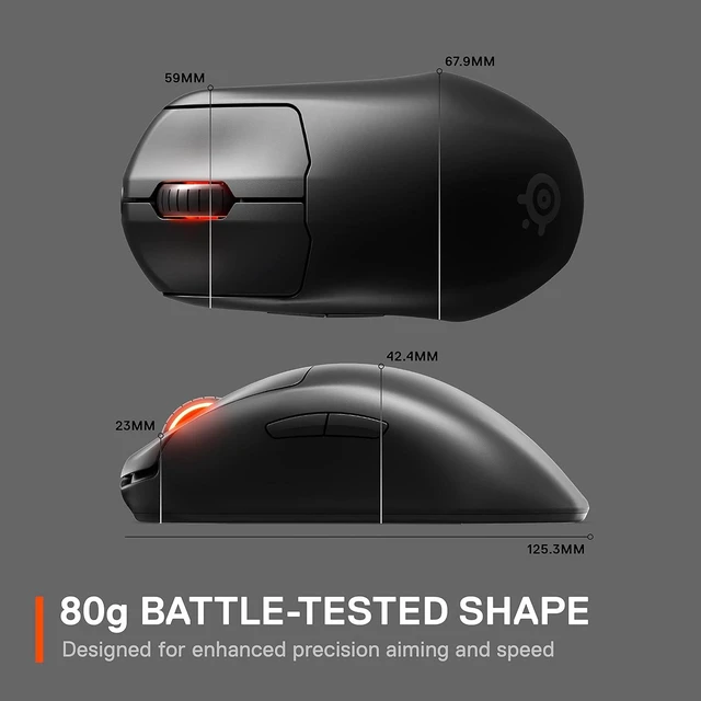 Alt view image 6 of 6 - SteelSeries Esports Wireless FPS Gaming Mouse - Ultra Lightweight, Prime Programmable, 18K CPI Sensor, Magnetic Optical Switches, PC/Mac, Black