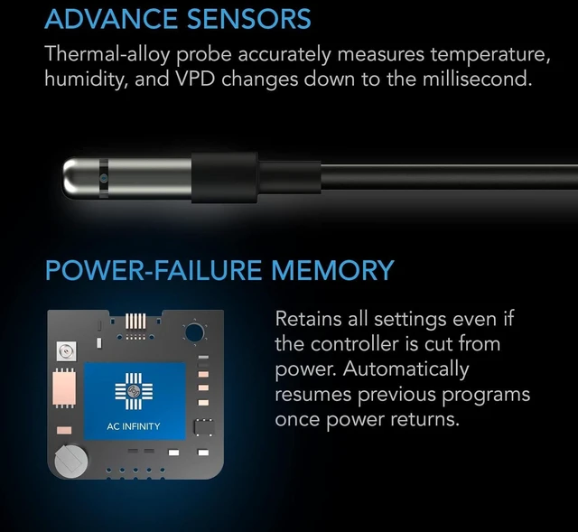 Alt view image 12 of 14 - AC Infinity Controller 69 PRO, Smart Environmental Controller with Temperature, Humidity, VPD, Timer, Cycle, Schedule Controls, for Grow Tent Cooling Ventilation Lighting