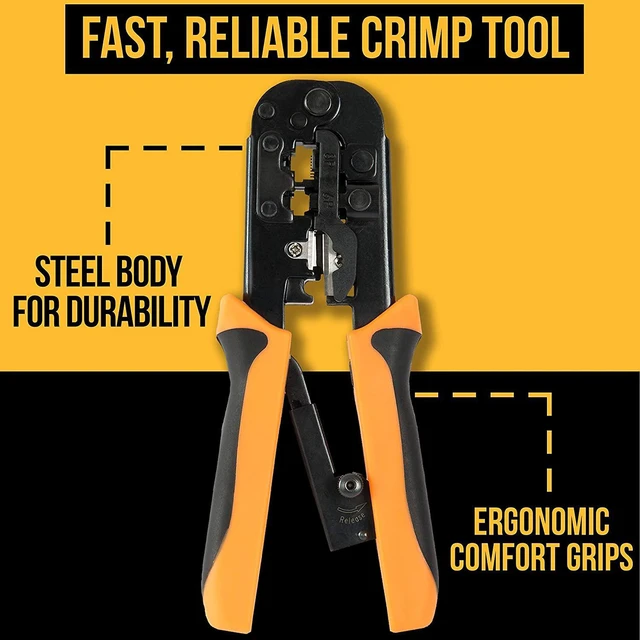 Alt view image 10 of 14 - Professional Network Tool Kit 15 In 1 - RJ45 Crimper Tool Cat 5 Cat6 Cable Tester, Gauge Wire Stripper Cutting Twisting Tool, Ethernet Punch Down Tool, Screwdriver, Knife