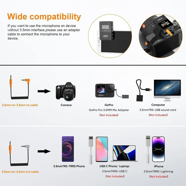 Alt view image 10 of 14 - Wireless Lavalier Microphone, BoomX-D2 2.4G Compact Wireless Lapel Microphone System with 2 Transmitter and 1 Receiver,Lav Mic for Smartphone Camera Podcast Interview YouTube Facebook Live